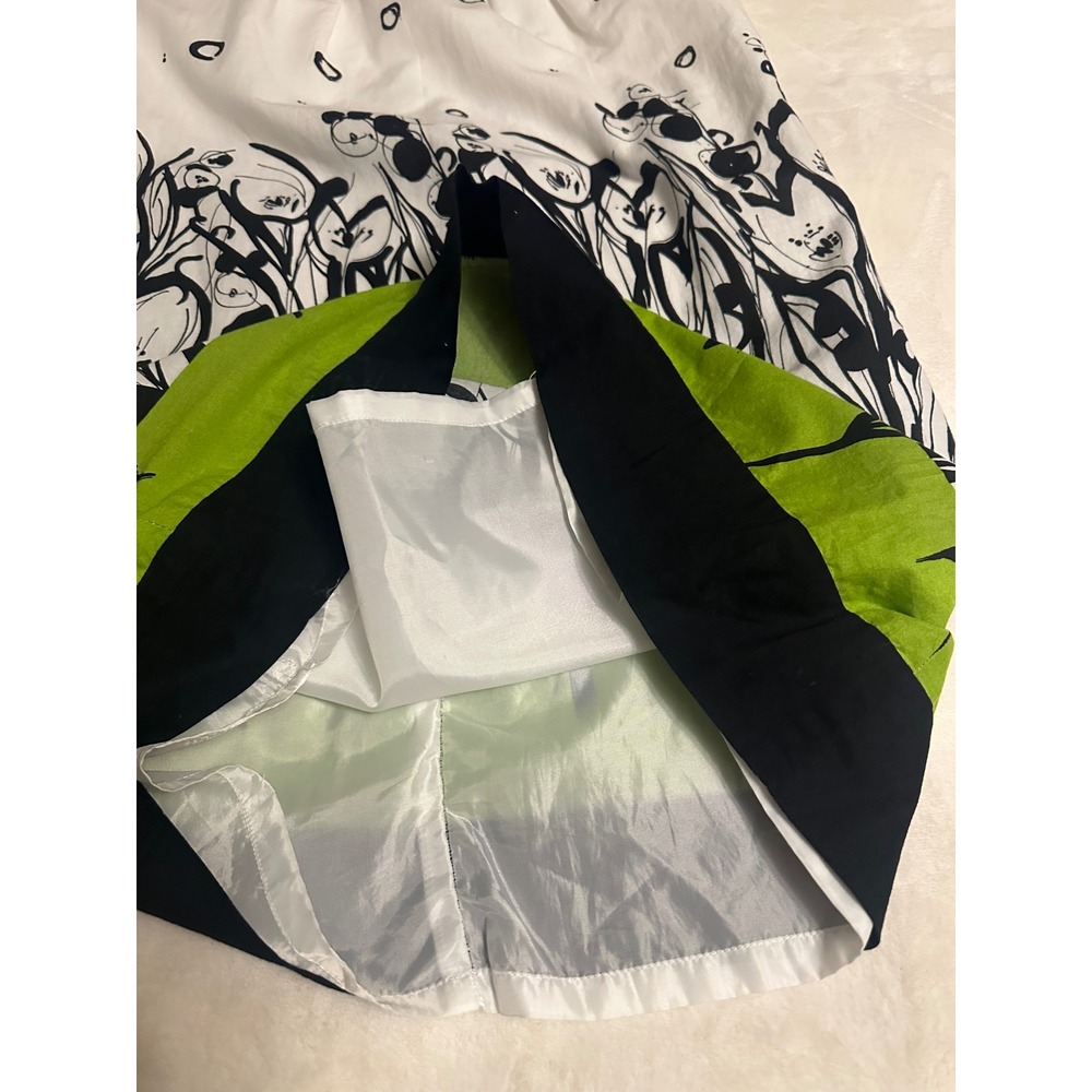 RB Collection New York Floral Circle Cotton Shift Dress White Black Green 6 - Picture 7 of 14